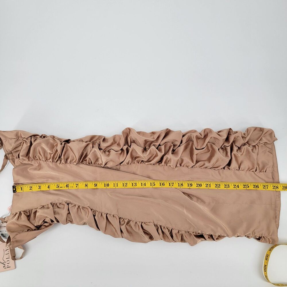 Oh Polly Womens 8 Tan Rouched Spaghetti Strap Underwire B Bra Bodycon Dress NWT - Picture 7 of 13